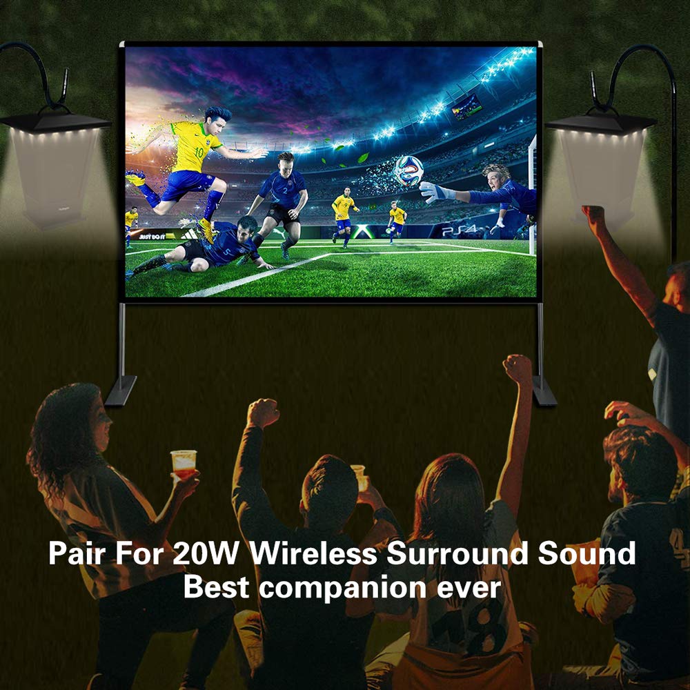 pohopa Bluetooth Speaker Waterproof, Portable Outdoor Wireless Speaker with LED Strip Lights Around, Support 2 or More Speakers 5.8Ghz Pairing Sync Shared Audio,Lantern Design Black