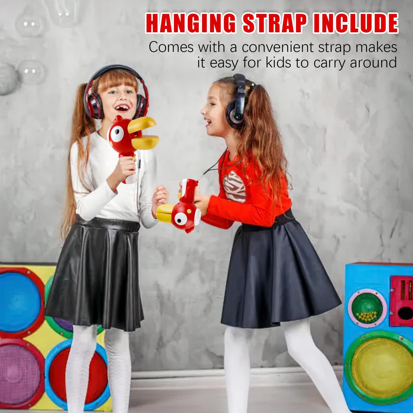 3-IN-1 Voice Changer for Kids, Cartoon Bird Voice Changing Device for Boys & Girls Voice Changer Toy with 3 Different Voice Effects - Megaphone Bullhorn | Recorder | Voice Changer for Pranks (Red)