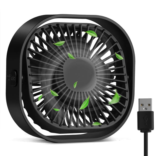 RJVW 4 Inch Small USB Desk Fan, 3-Speed Portable & 360°Rotatable Mini Cooling Fan, USB-Powered Desktop Fan for Home Office Bedroom Dorm Indoor Outdoor Summer Gift