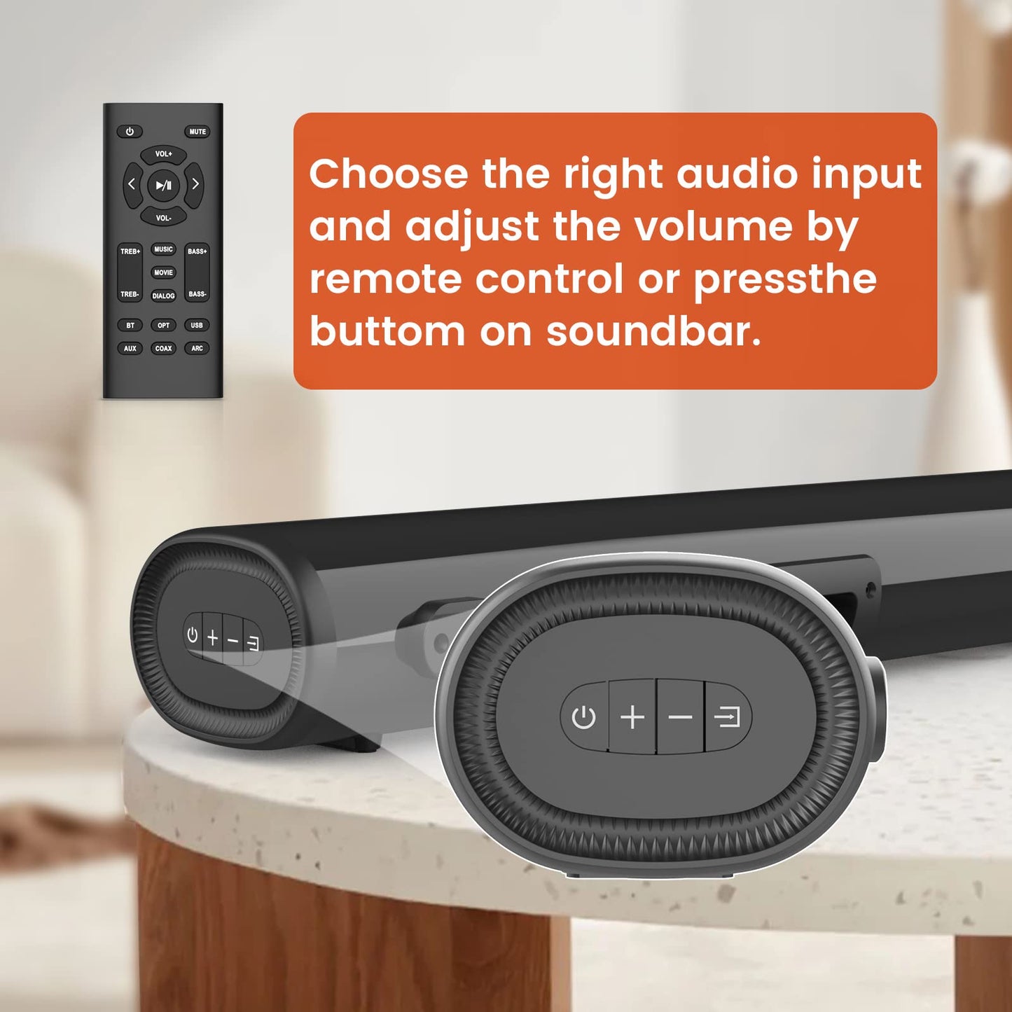 LITTOAK HDMI Sound Bar for TV, Bluetooth Small TV Soundbar Speaker, Optical/HDMI/Aux/Coax/USB/Bluetooth Connection for TV, PC, Projectors, Includes Remote Control, 16 inch