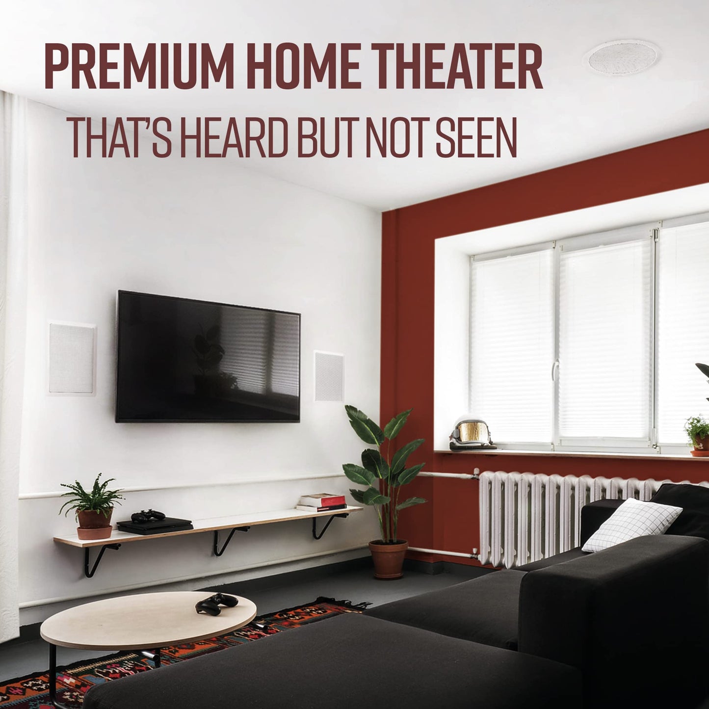 Polk Audio RC80i 2-Way Premium in-Ceiling 8" Round Speakers, Set of 2 Perfect for Damp and Humid Indoor/Outdoor Placement - Bath, Kitchen, Covered Porches (White, Paintable-Grille)