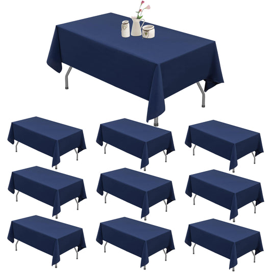 joybest 10 Pack Navy Blue Tablecloths 60x102 Inch Polyester Table Cloth, Stain and Wrinkle Resistant Washable Fabric Table Cover for Wedding, Party, Reception, Banquet, Dining