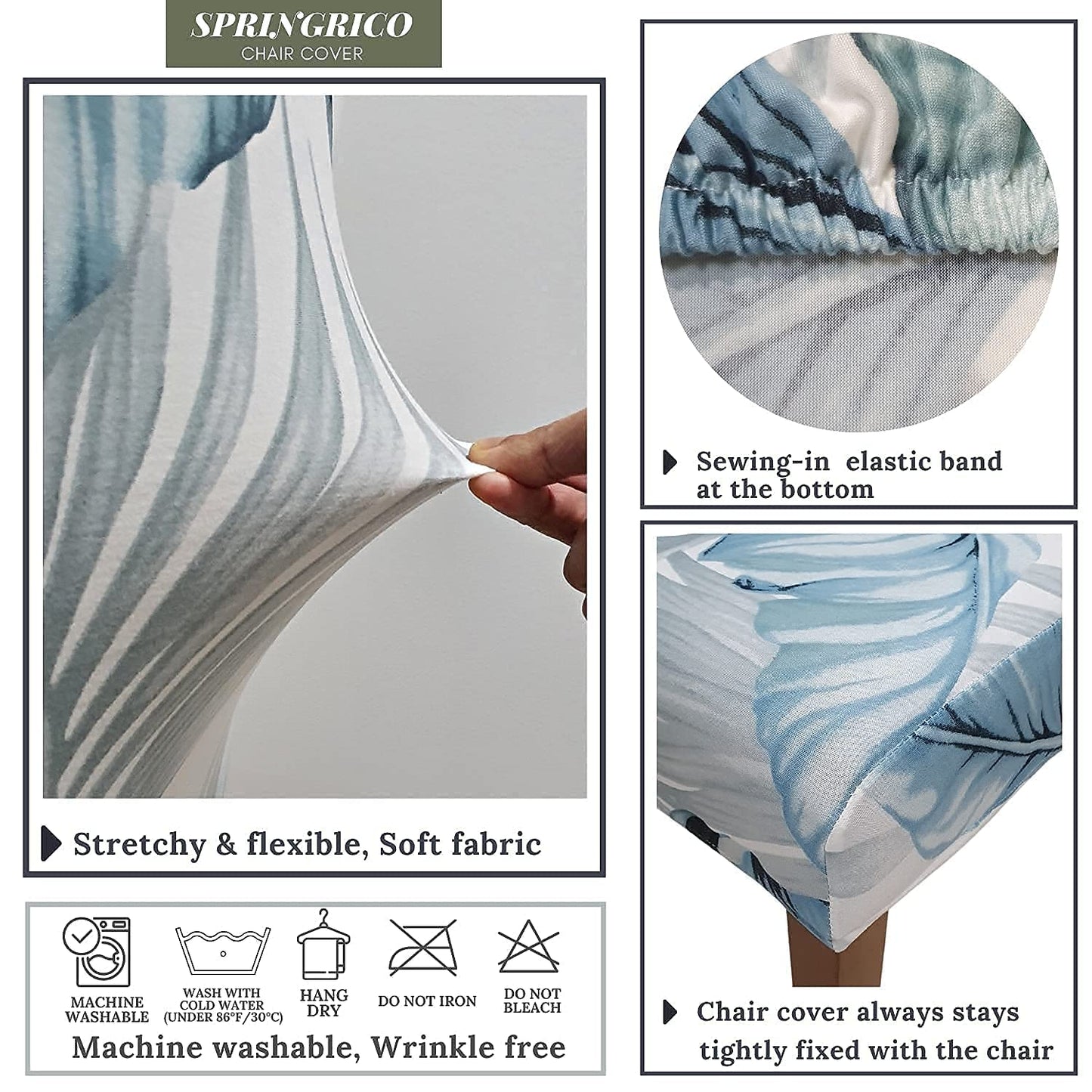 SPRINGRICO Chair Covers for Dining Room Set of 4, Stretch Dining Chair Cover, Washable Spandex Kitchen Parsons Chair Slipcovers, Removable Seat Protector for Home or Party (4 Pack, Cassandra)