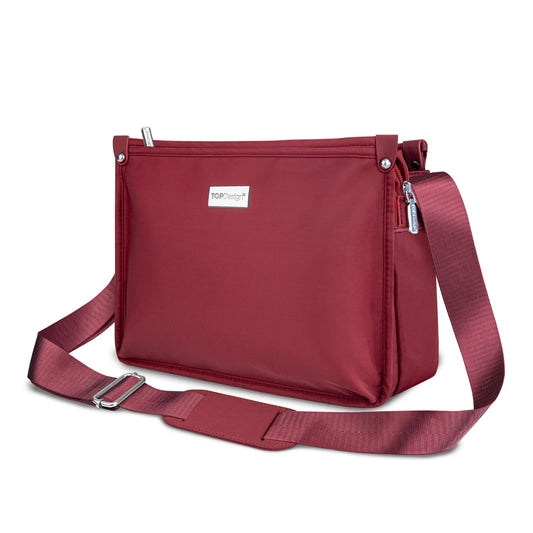 TOPDesign Lightweight Women Crossbody Bag, Shoulder Purse with Multiple Pockets, Triple Zip Handbag with Adjustable Shoulder Strap, Red