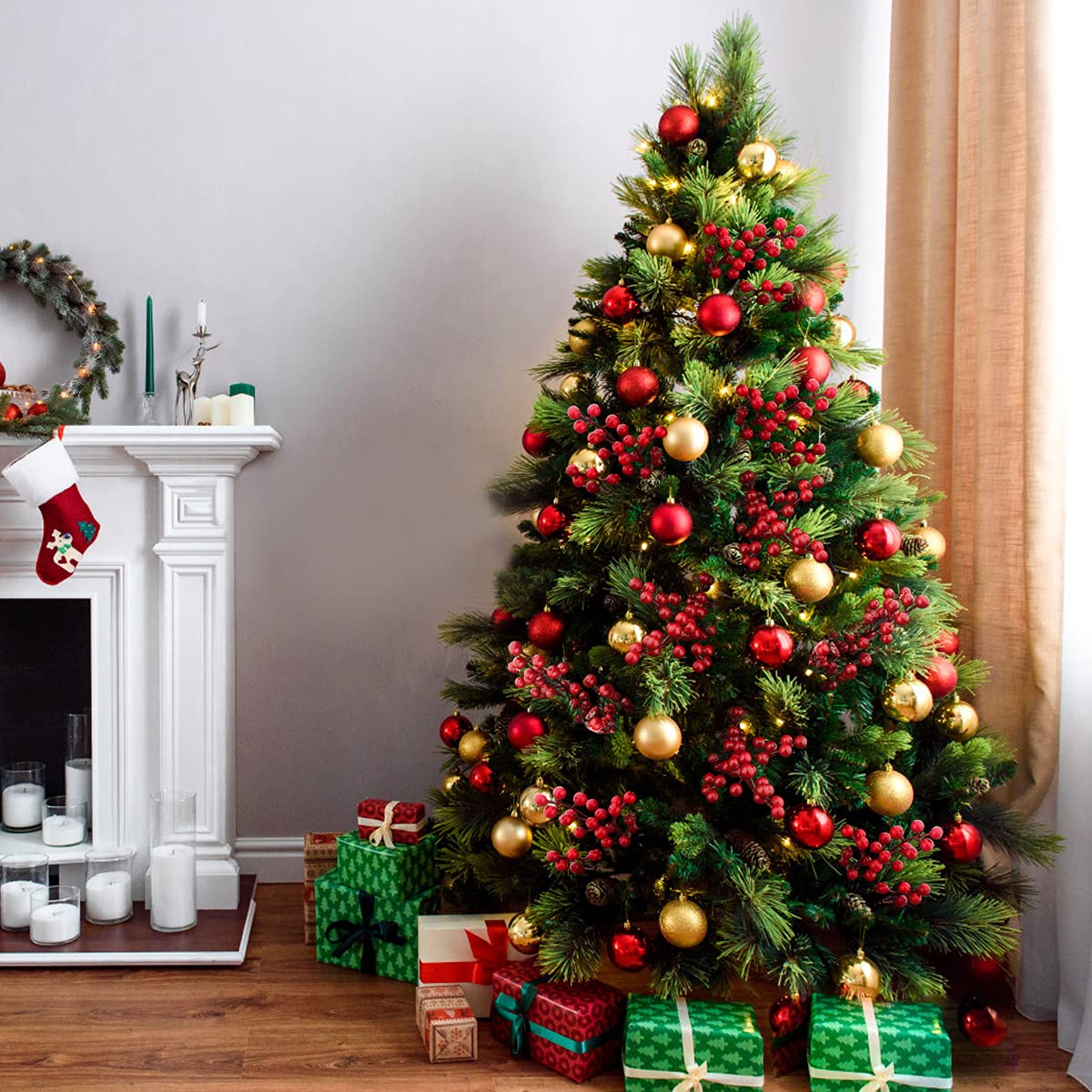 Fangoo 10 Pack Christmas Berry Stems, 14 Inch Artificial Berries Burgundy Berry Picks Holly Stem for Christmas Tree Decorations DIY Crafts Holiday Season Winter Home Decorations