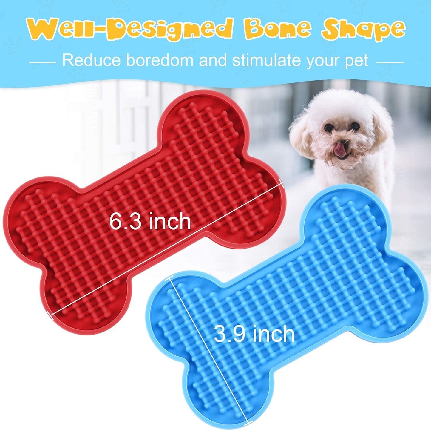 Petbank Lick Mat for Dogs - 2 Pack Peanut Butter Licking Mats, Slow Feeding Bowl, Tattoo and Anxiety Reducer for Pet Food, Yogurt, Bath, Grooming and Training