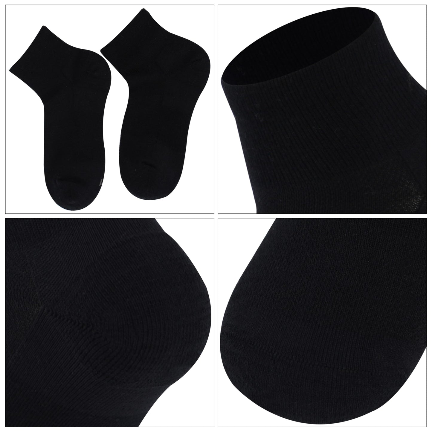 RTZAT 90% Merino Wool Ankle Men's Women's Athletic Business Casual Running Moisture Wicking Everyday Thin Wool Socks, Large, Black, 3 Pairs