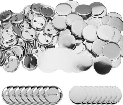 100 Pieces Blank Button Badge Parts for Button Maker Machine, Metal Shells Metal Back Cover and Clear Mylar Components, DIY Crafts Arts Supplies for Presents, Souvenirs (58mm)