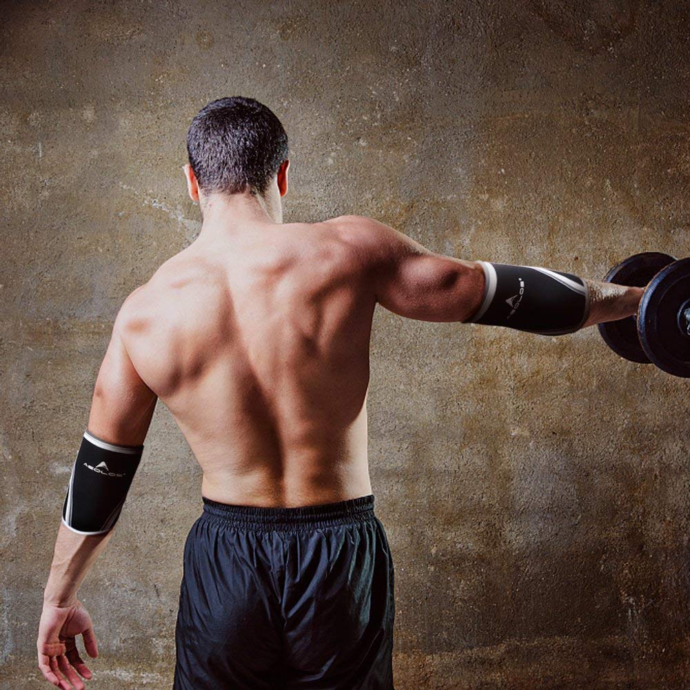 AEOLOS Compression Elbow Sleeves(Pair), 5mm Neoprene Elbow Barces for Weightlifting Powerlifting Tennis Golf and Basketball (XX-Large, Black)