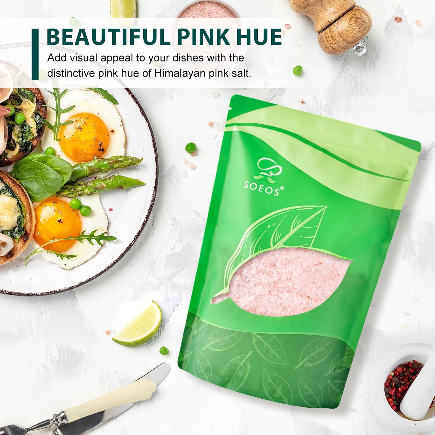 Soeos Himalayan Pink Salt, Fine Grain, 5 Lbs, Non-GMO, Pink Himalayan Sea Salt, Kosher Salt, Salt for Grinder Refill