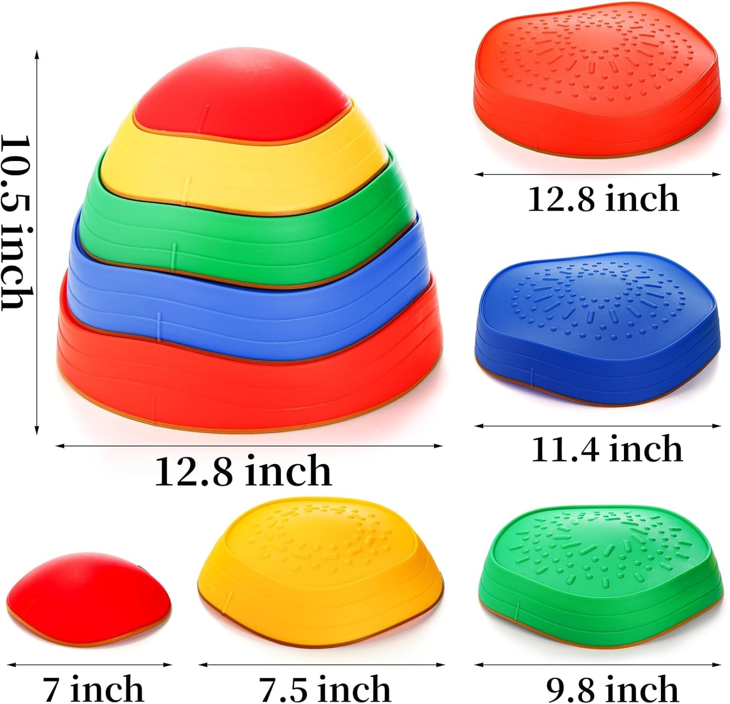 5 Pieces Balance Stepping Stones for Kids, Non-Slip Plastic Balance River Stones, Indoor Outdoor Exercise Blocks Promote Coordination, Balance, Skills Obstacle Courses Sensory Toys for Toddlers