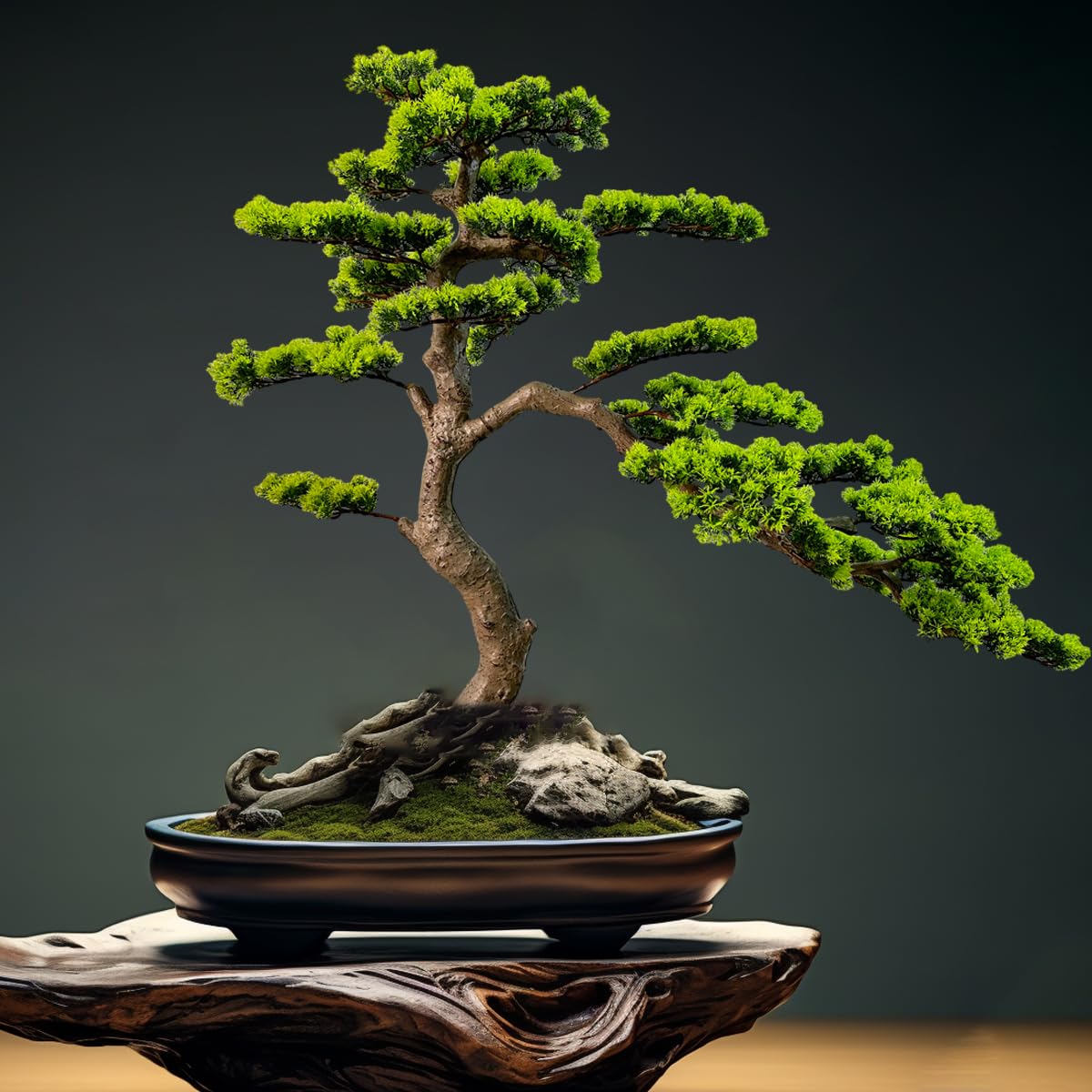 VIGGDA 3ft（43in） Artificial Bonsai Tree Juniper Faux Plants Indoor Big Fake Plants Decor with Ceramic Pots for Home Table Office Desk Bathroom Shelf Bedroom Living Room Farmhouse Decorations