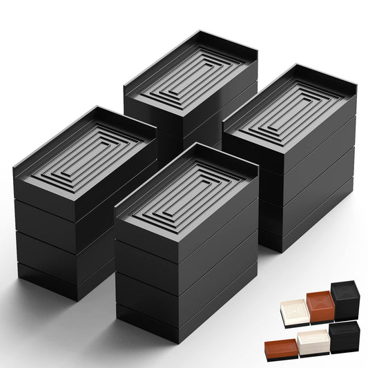 Furniture Risers, Tclouda Bed/Sofa/Desk/Table/Chair Leg/Fridge Lifts to 1.5, 3 and 4 in, Rectangle Adjustable Risers Blocks for Extenders, Heavy Duty Supports Up to 1300 Lbs, 4 in-Black-Rectangle