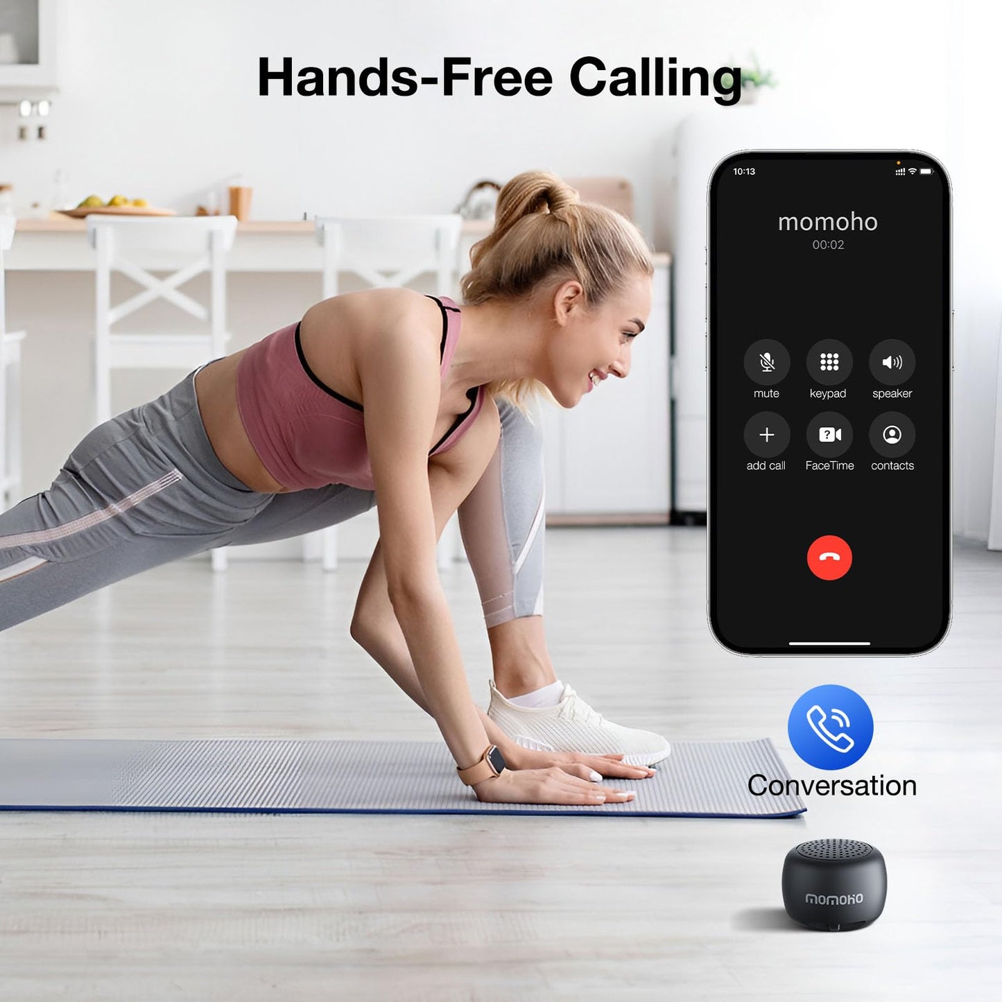 MOMOHO Mini Bluetooth Speaker, Tiny Gifts with TWS Pairing, Small Bluetooth Speaker for Outdoor and Indoor, Built-in Mic(Black)