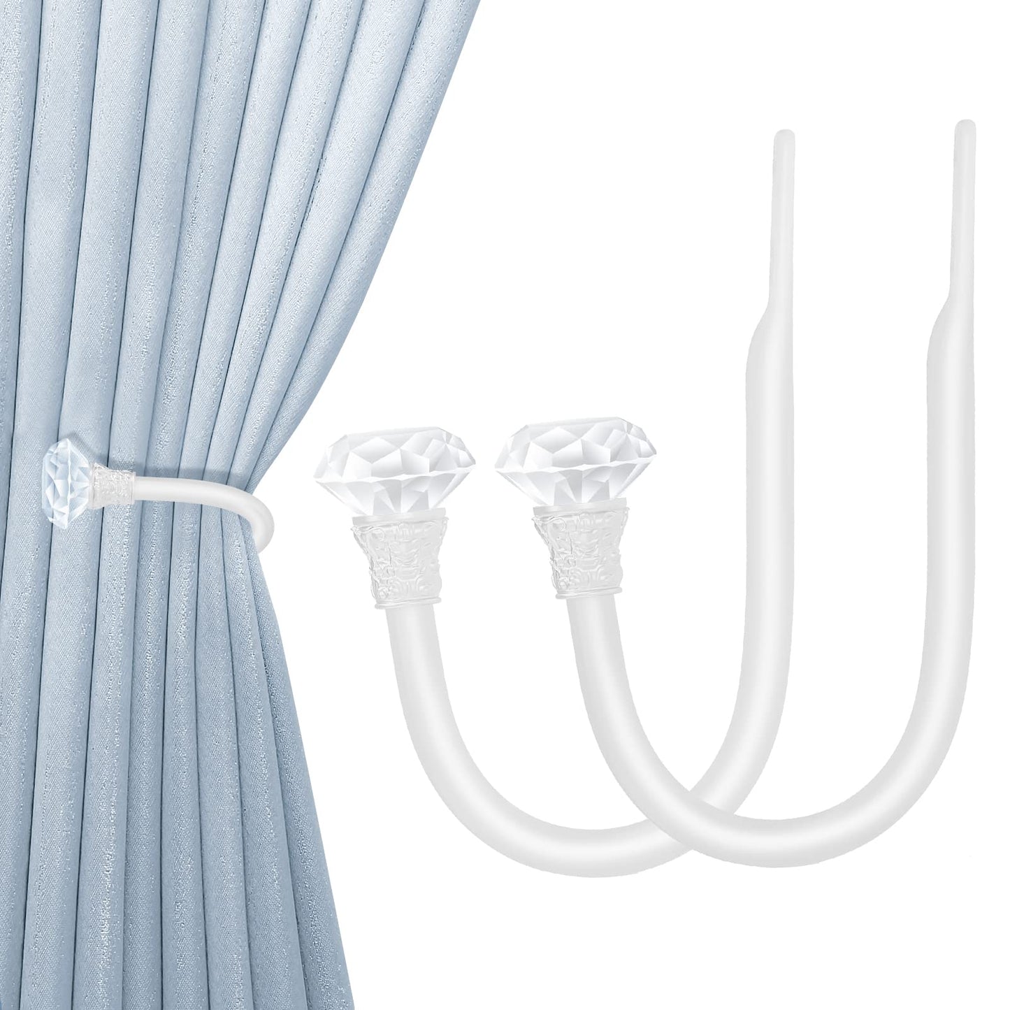 Hion Curtain Holdbacks Black 2pcs, Curtain Tiebacks Wall Mounted Curtain Hooks Holders for Drapes