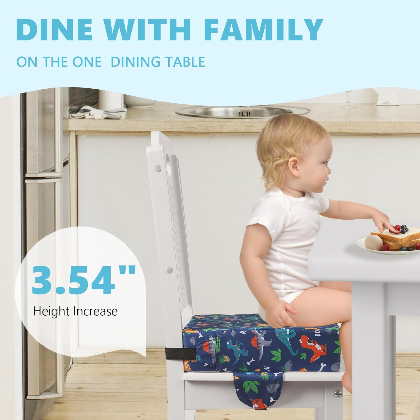 Sylynvia Booster Seat for Kitchen Chair with Adjustable Straps, Toddler Booster Seats for Dining Table Portable for Travel Camping Eating, Booster Cushion for Table for Baby Child Infant Kid Boy Girl