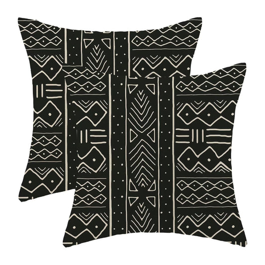 Abstract Line Throw Pillow Covers 18x18 Inch Set of 2, Black Line Decoration Throw Pillow Covers Decorative Art Outdoor Cushion Cover for Sofa Couch Farmhouse Room Bed Decor