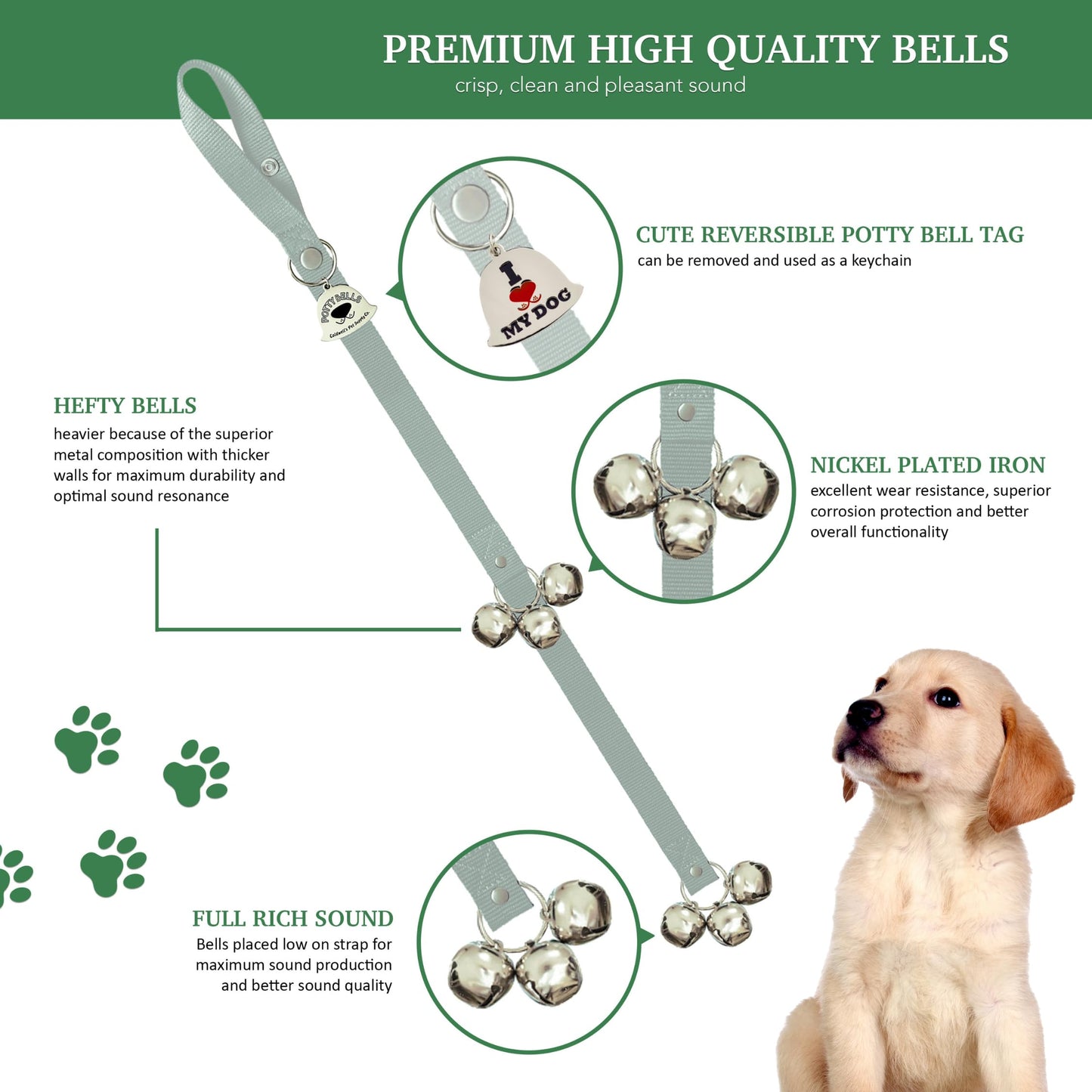 Caldwell's Pet Supply Co. Dog Potty Bells, Dog Door Bell, Bells to Go Outside, Potty Training Bell, Dogs Doorbell, Dogs Potty Doorbell, Ring to Go Pee, All Breed Puppy Training Tool