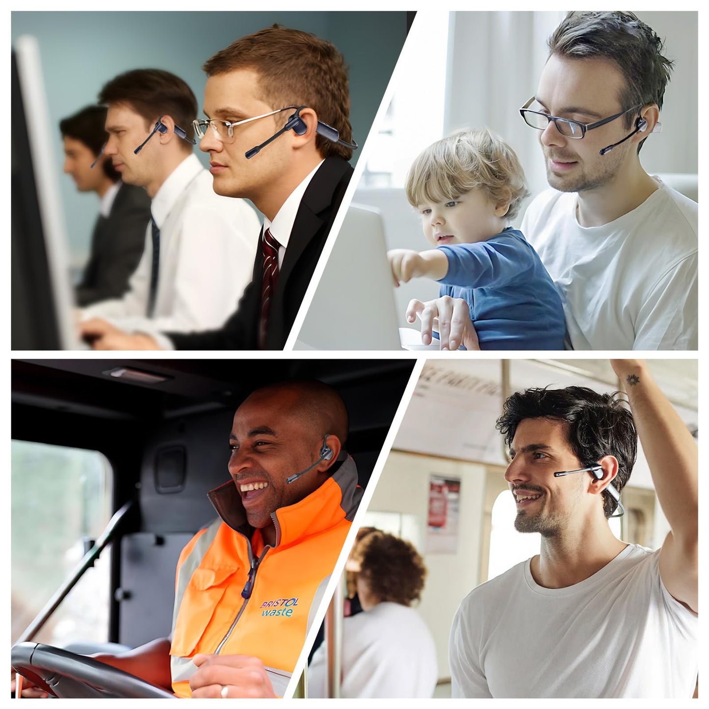 oleap Pilot P200b Pro Wireless Headset with Mic for Work, 50dB Noise Cancelling Headphones with AI ENC, Bluetooth 5.3 USB-C Dongle - Wireless Computer Headset for Meetings and Calls