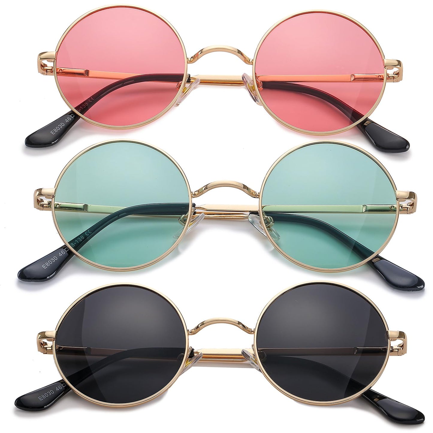 HJSTES Polarized Round Sunglasses Womens Men Retro Hippie Glasses Small Circle Sunnies