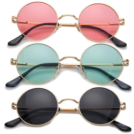 HJSTES Polarized Round Sunglasses Womens Men Retro Hippie Glasses Small Circle Sunnies