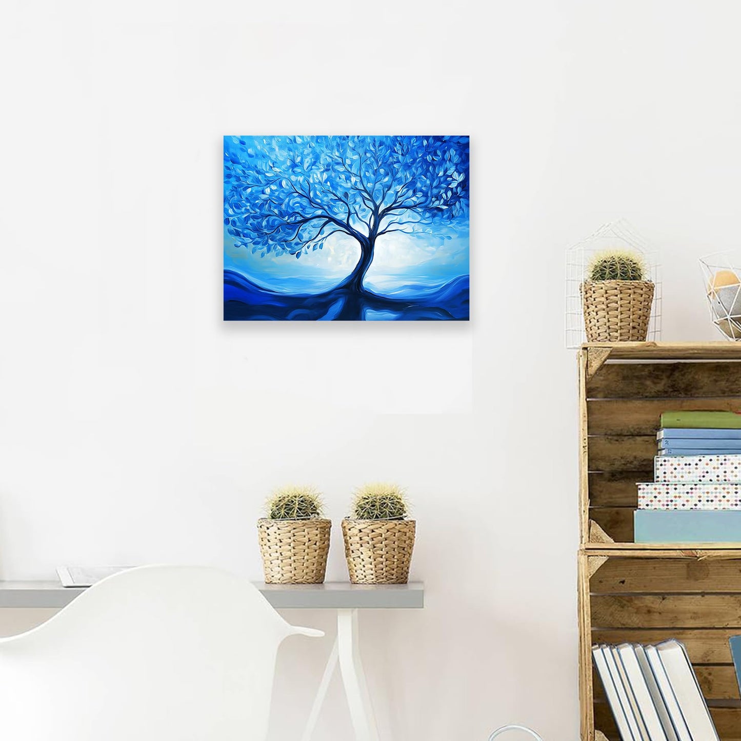 ketilly Blue Art Tree Of Life Canvas Paintings Wall Art Abstract Modern Canvas Prints Wall Art For Livingroom, Bedroom, Office, Farmhouse Home Wall Decor 15X12 Inches 1Pcs