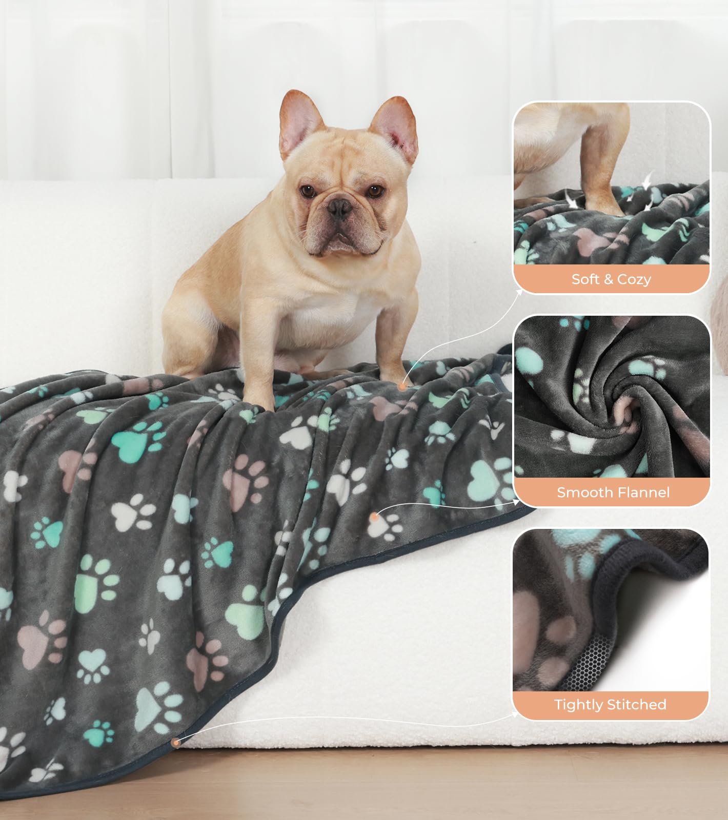 Luciphia 1 Pack 6 Dog Blankets Cat Soft Fluffy Fleece Pet Blanket Warm Cute Print Design Puppy Kitten Doggy Paw Small(23"x16")