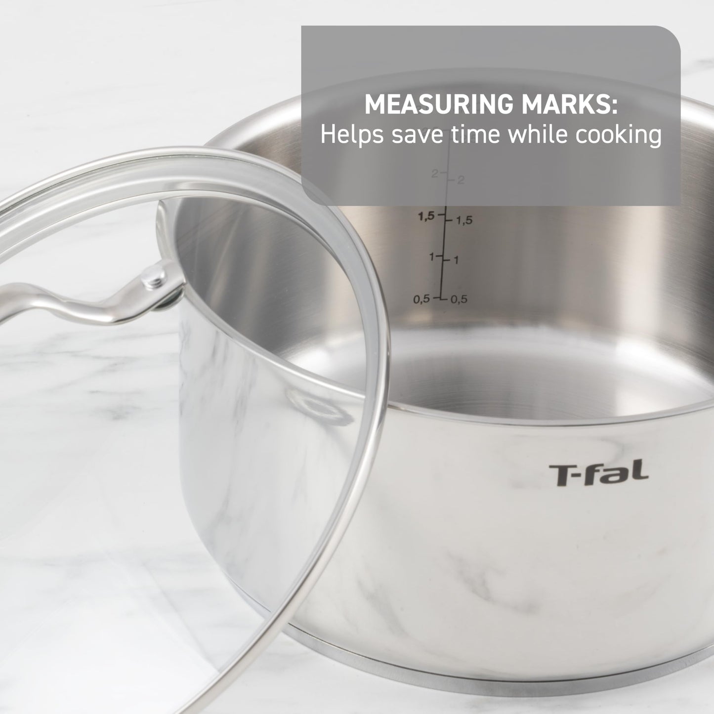 T-fal Stainless Steel Cookware Set 11 Piece, Induction, Oven Broiler Safe 500F, Kitchen Cooking Set w/Fry Pans, Saucepans, Saute Pan, Dutch Oven, Steamer, Pots and Pans, Dishwasher Safe, Silver