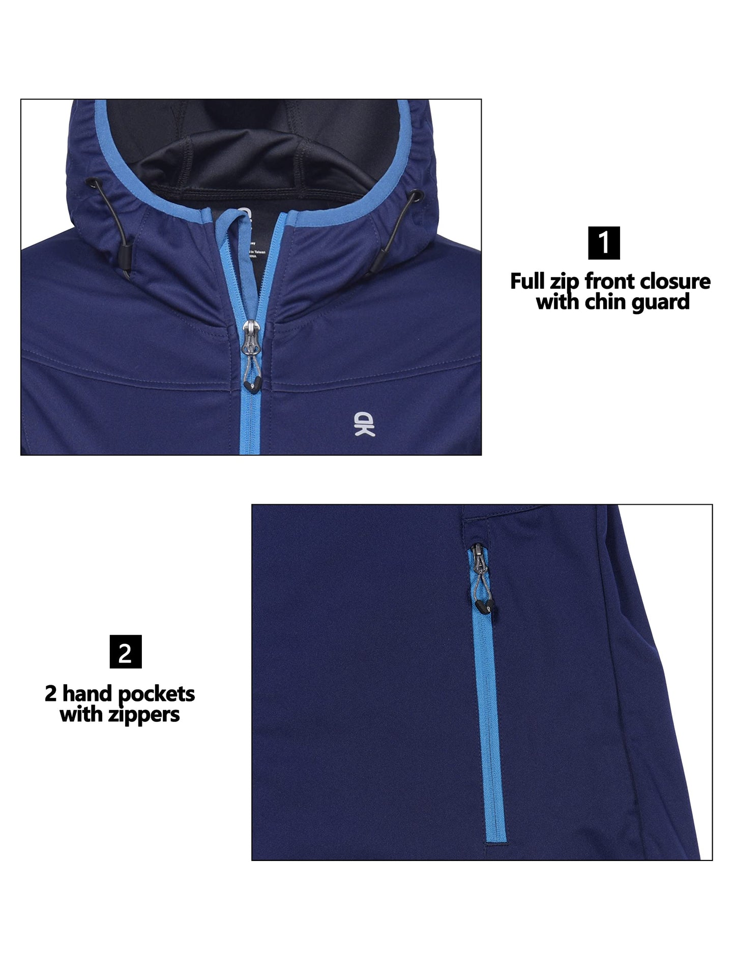 Little Donkey Andy Women's Lightweight Hooded Softshell Jacket for Running Travel Hiking, Windproof, Water Repellent Dark Blue Size S