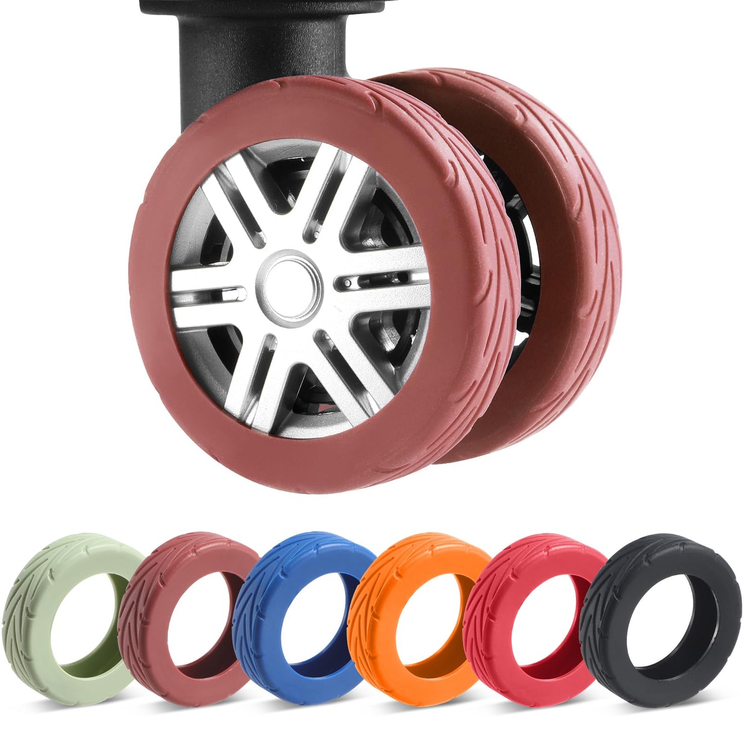 8 Pcs Upgrade Luggage Wheel Covers, Carry On Luggage Suitcases,Wear-Resistant, Anti-Noise, Silicone Wheel Protective Covers for 2-2.4" Spinner Wheel,Essential Travel Accessories (Black)