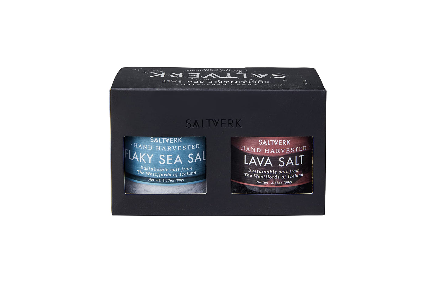 Saltverk Salt Gift Set- Includes 2 Jars - Flaky and Lava Sea Salts- Gourmet, Icelandic, Hand Harvested and Sustainably Made- 6.34 Oz Total