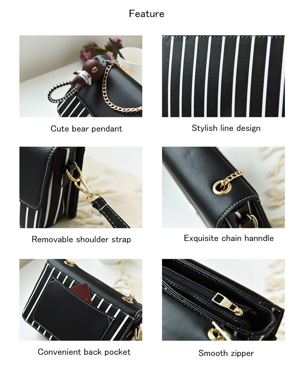 zhongningyifeng Crossbody Bag Shoulder Bag for Women Leather Small Purses Handbags Fashion With Chain Strap (plaid black)
