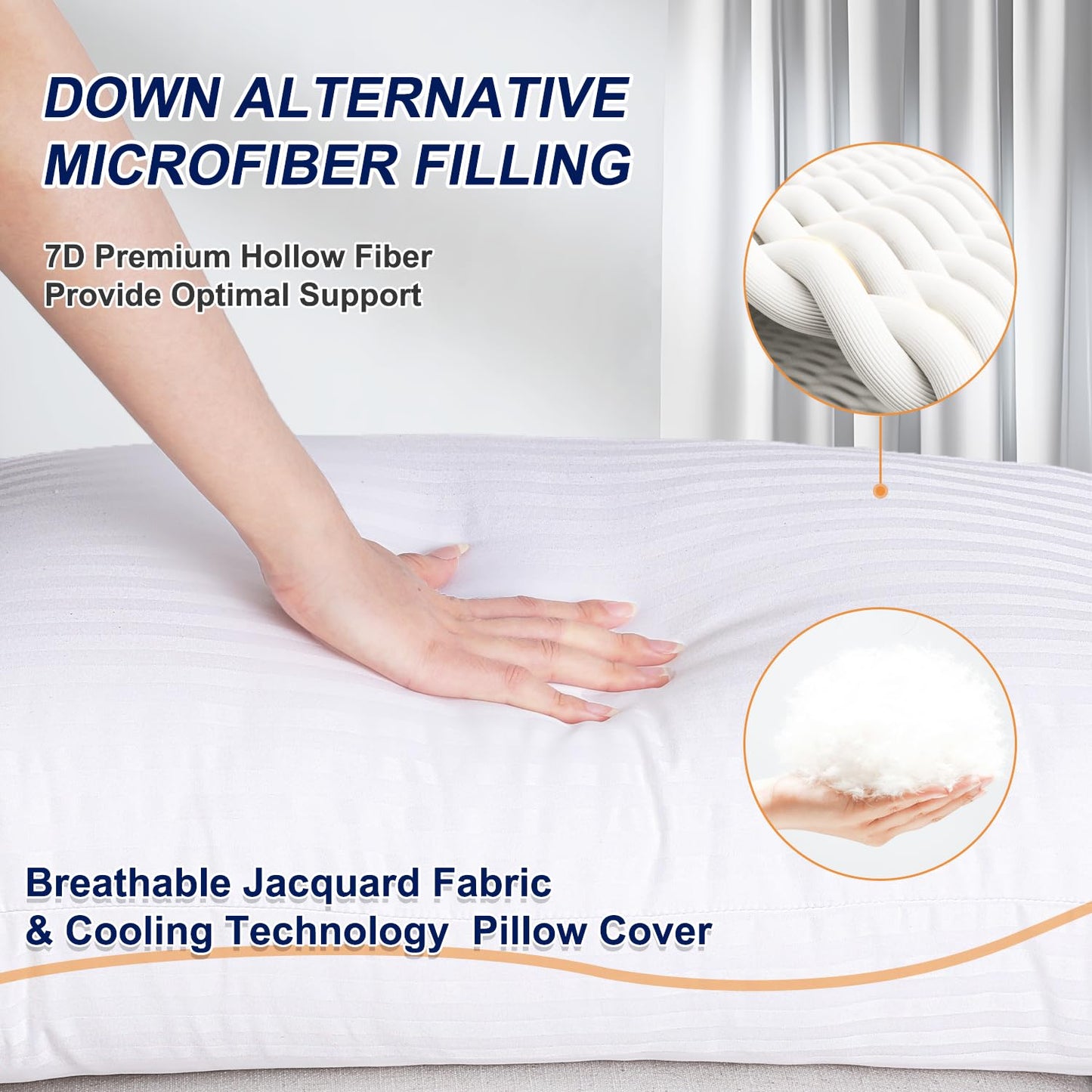 Favocama Bed Pillows Queen Size Set of 2 Hotel Collection Bed Pillow for Sleeping Queen Pillows 2 Pack for Back, Stomach or Side Sleepers Soft and Supportive Washable Pillows for Bedroom