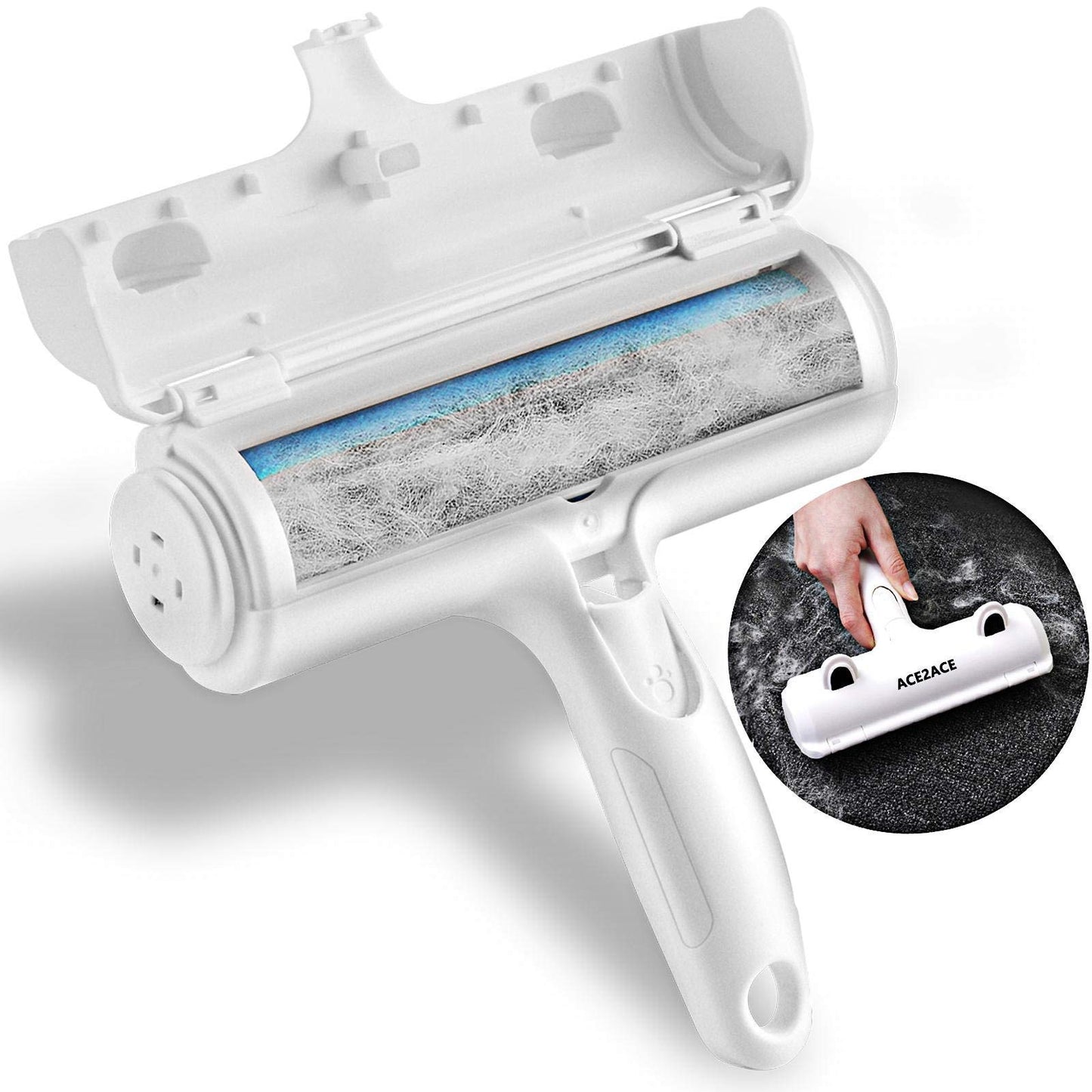 ACE2ACE Pet Hair Removal Tool, Lint Roller Brush for Cats and Dogs, Reusable Self Clean Pet Fur Remover, Pet Hair Remover for Laundry, Carpet, Furniture, Couch, Sofa and Bedding