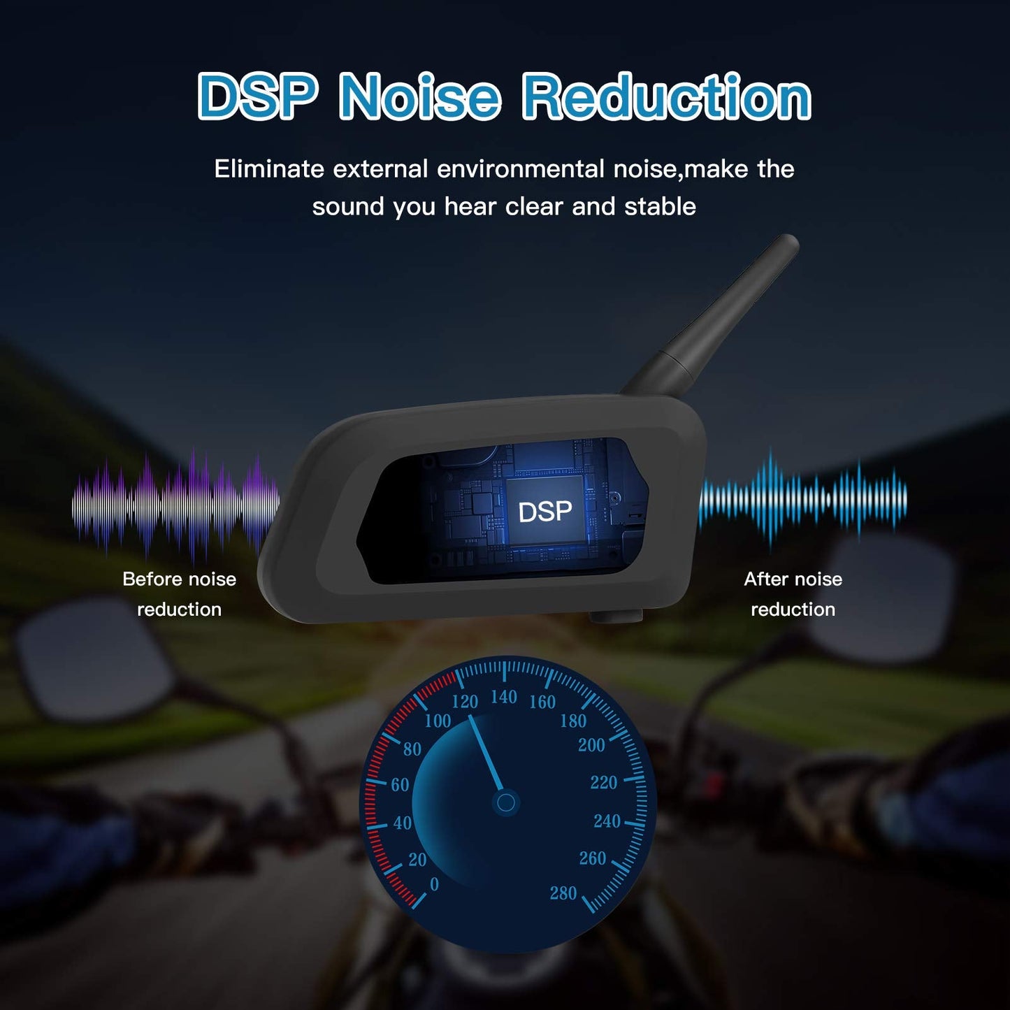 EJEAS V6 Pro Motorcycle Helmet Bluetooth Intercom, 2-Way 1200M Motorcycle Bluetooth Headset Universal Communication System with Noise Cancellation and Waterproof for Dirt Bike/ATV/Snowmobile (2PCS)