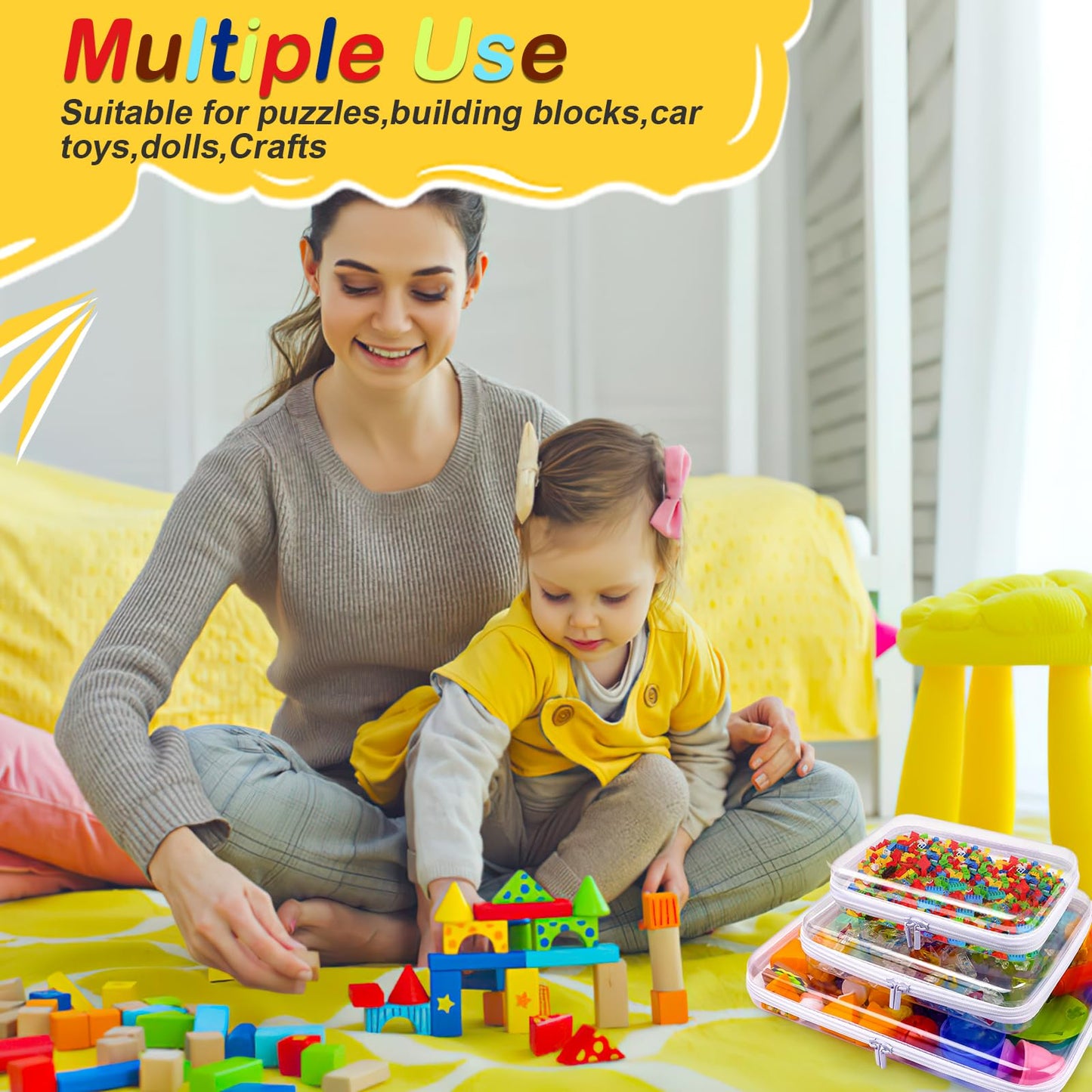 AOBOPLE Clear Hard Shell Zipper Case,Large Toy Storage Bags,Reusable Hard Shell Plastic Board Game Storage,Clear Zipper Case Travel Waterproof Organizer Bags for Snacks Toy Intimate