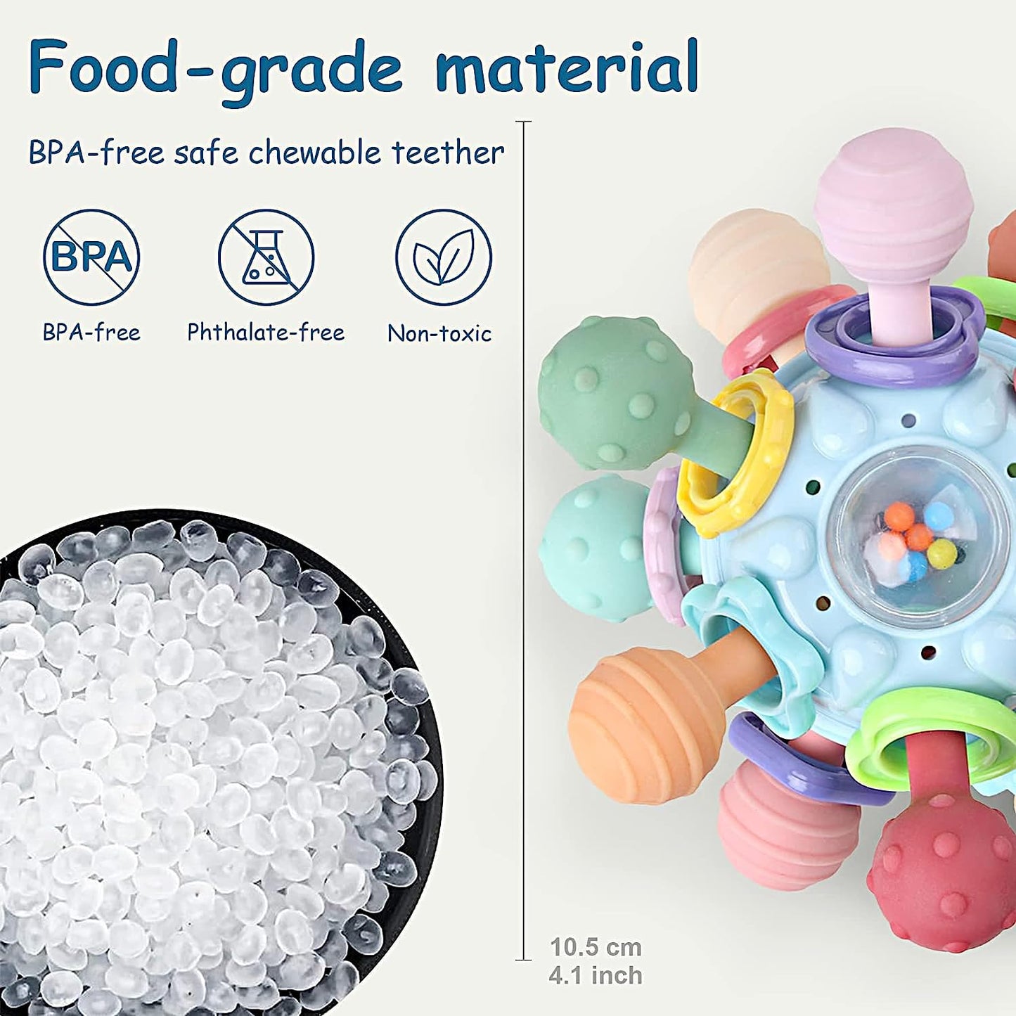 Baby Sensory Montessori Toy - Infant Teething Relief - Teethers for Newborn - Developmental Rattles Chew Toys Gifts for 0 3 6 9 12 18 Months Girl Boy -Toddler Travel Easter Toy for 1 2 One Year Old