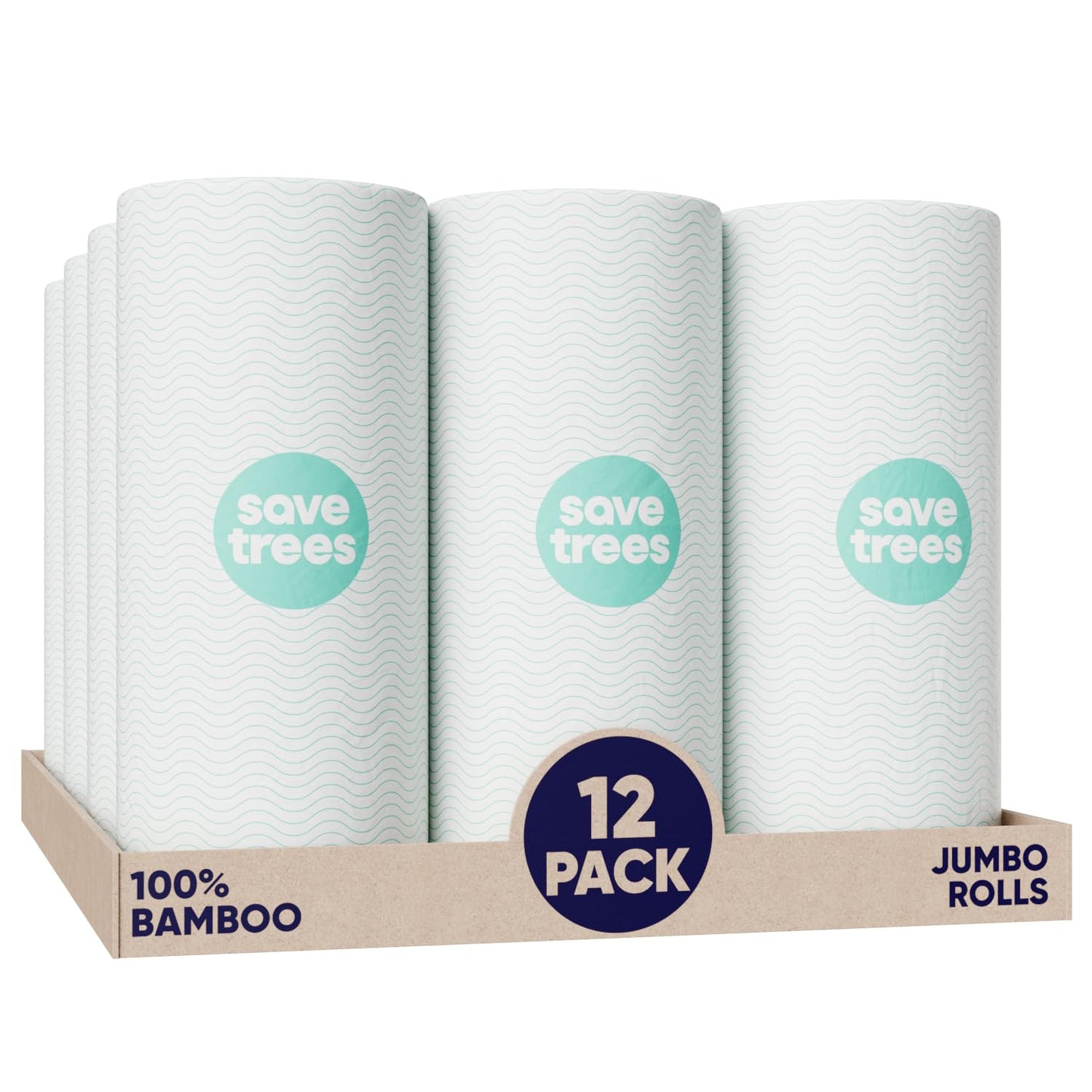 Bamboo Paper Towels 6pk - 750 Sheets Paper Towels Rolls Ultra Absorbent & Durable Eco-Friendly - FSC-Certified, totally Plastic-Free, and Vegan