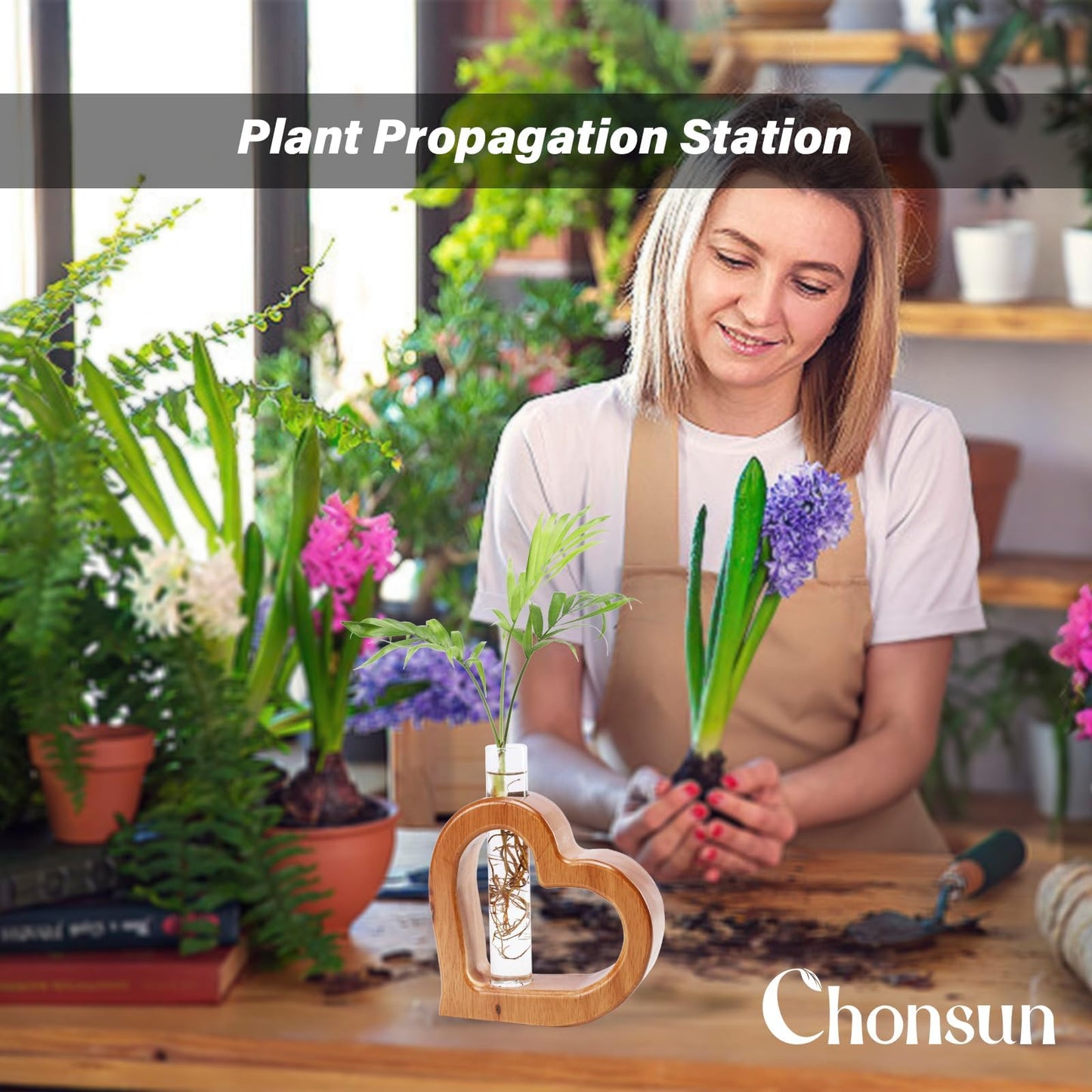 Chonsun Plant Propagation Stations Plant Terrariums Wall Hanging Planters Plant Stand Indoor with Glass Test Tube Plant Wall Decor Gifts for Girl Women Mom