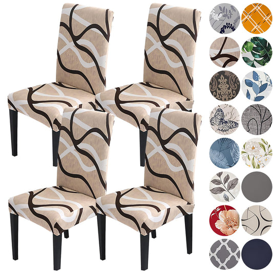 HZDHCLH Chair Covers for Dining Room Set of 4,Stretch Spandex Parsons Chair Slipcovers,Washable Anti-dust Chair Seat Covers for Kitchen,Wedding,Party (Beige, 4 Pack)