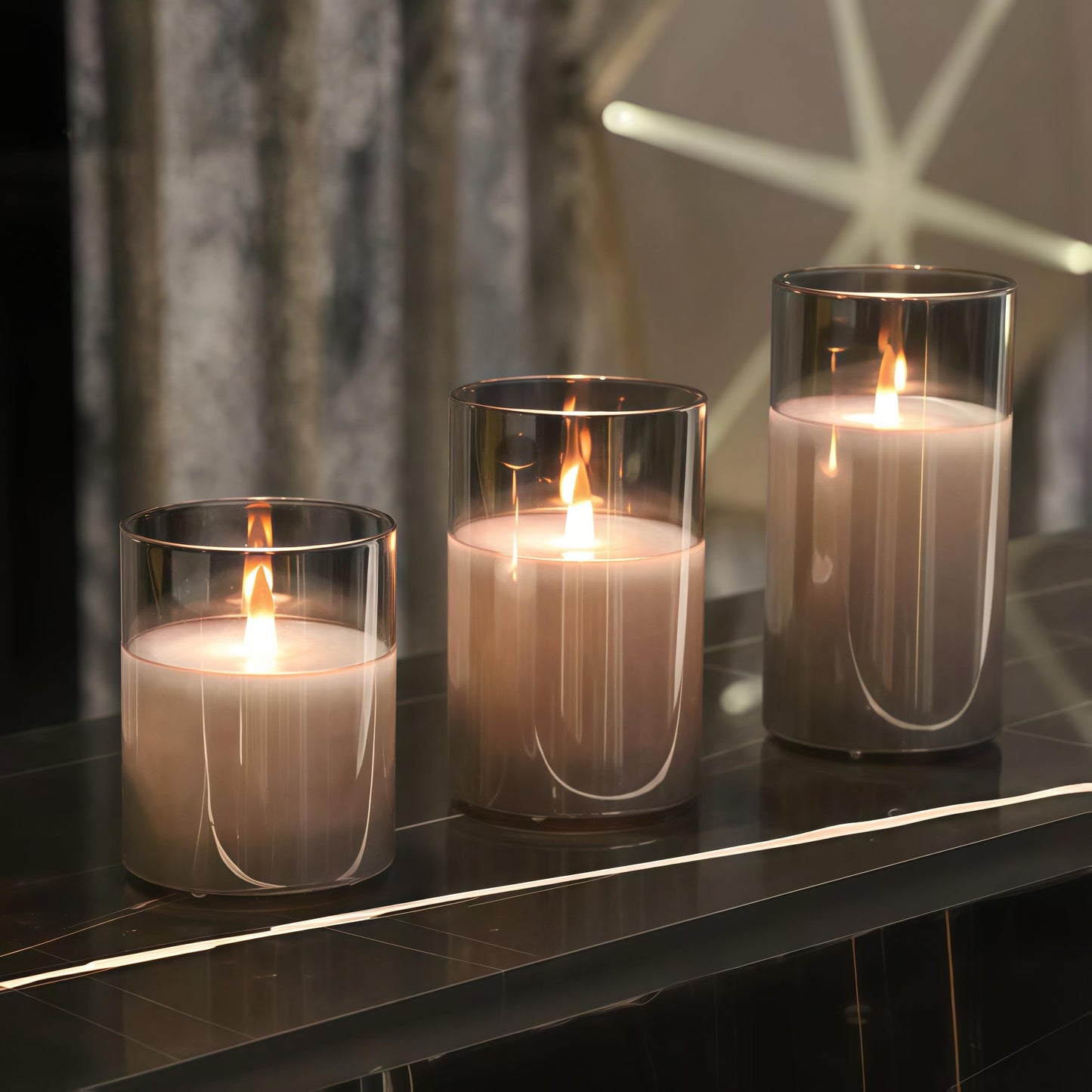 200 Hour Flameless Candles with Remote, Rechargeable Flickering Glass Pillar Candles with Remote and Timer, Moving Flame for Halloween Christmas Festival Wedding Home Party Decor