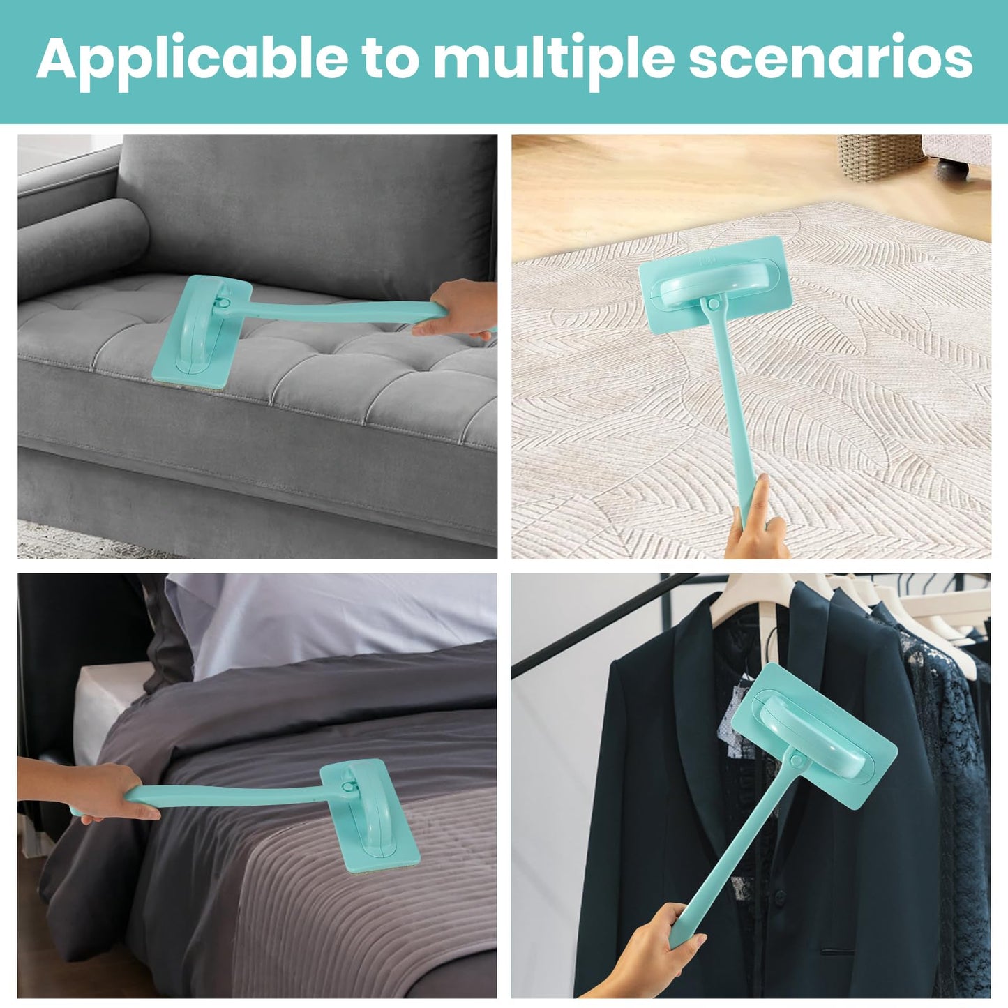 Window Screen Cleaner & Track Cleaning Kit – Mesh Screen Cleaning Brush + 3 Groove Brushes & 6 Replacement Cleaning Cloths – 14.8″ Detachable Long-Reach Handle, Wet & Dry Dual-Use