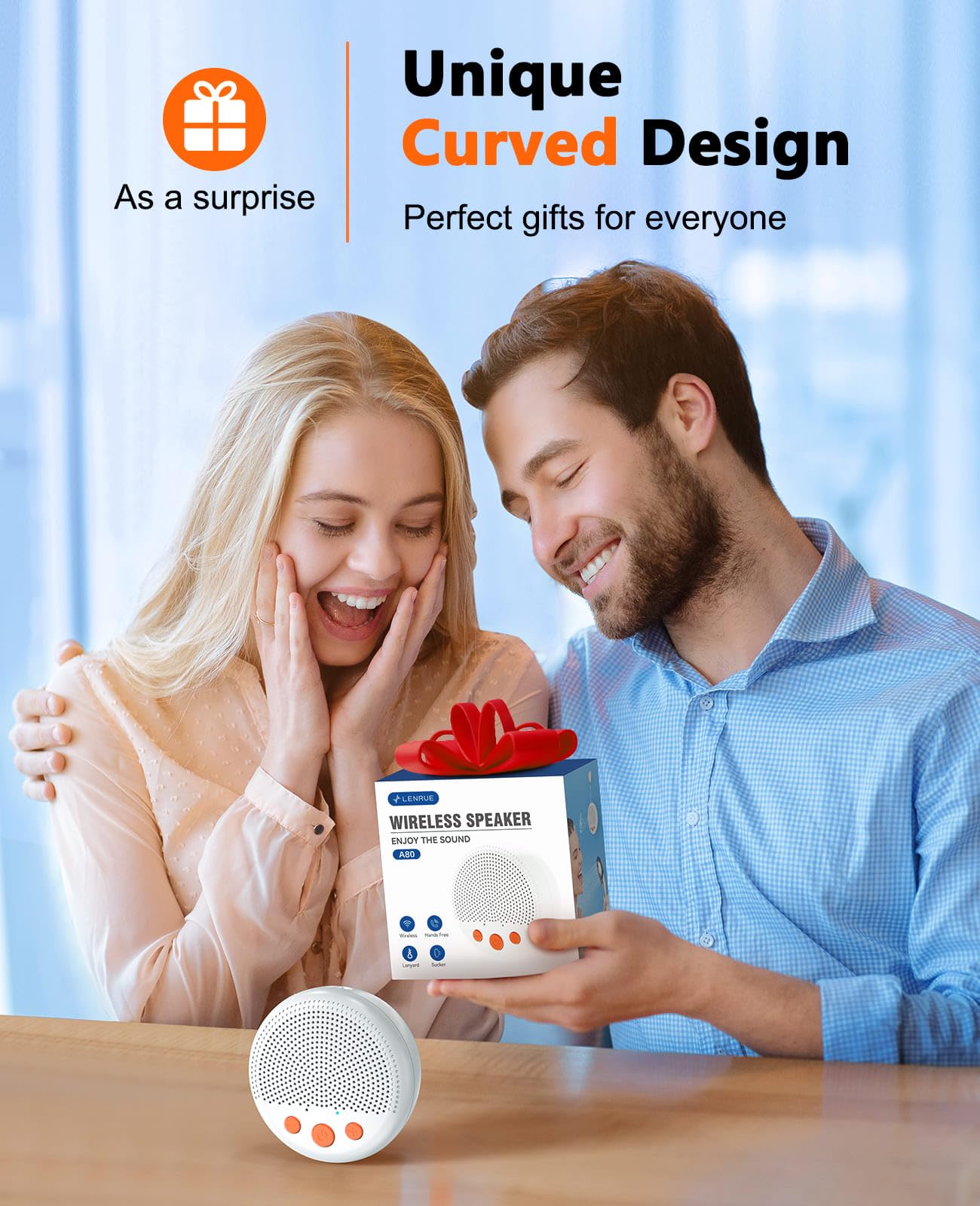 LENRUE Shower Speaker, Bluetooth Waterproof Speaker Wireless, Portable Speakers with Clear Loud Sound, Suction Cup, Lanyard, Ideas Gifts