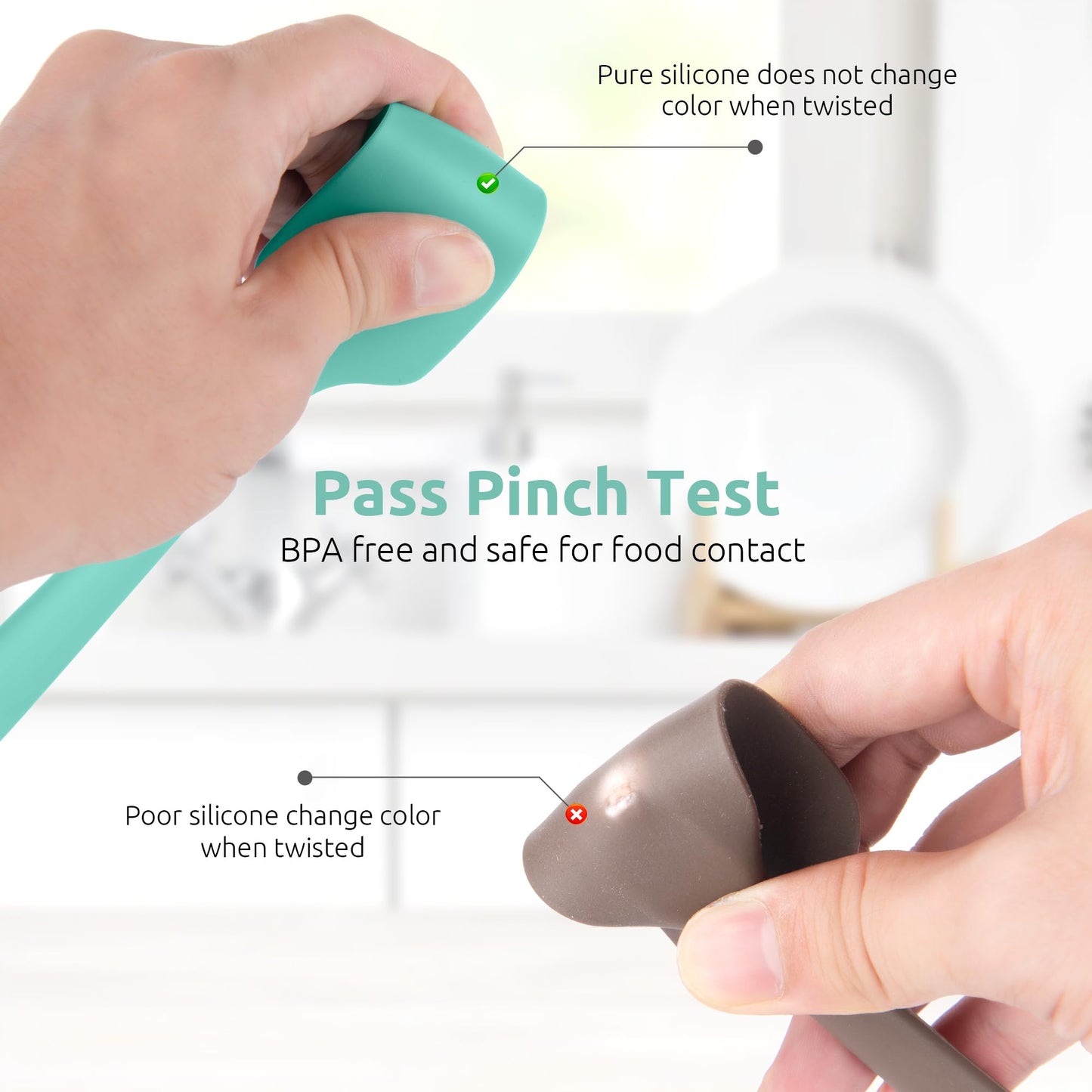 U-Taste Small Mini Silicone Spatula: 9×2inch 600ºF Heat-Resistant Food-Grade Jar Scraper for Kitchen Use, Non-Stick Seamless Flexible Baking Utensil for Mixing, Scraping Jam in Bowl or Cup (Aqua Sky)