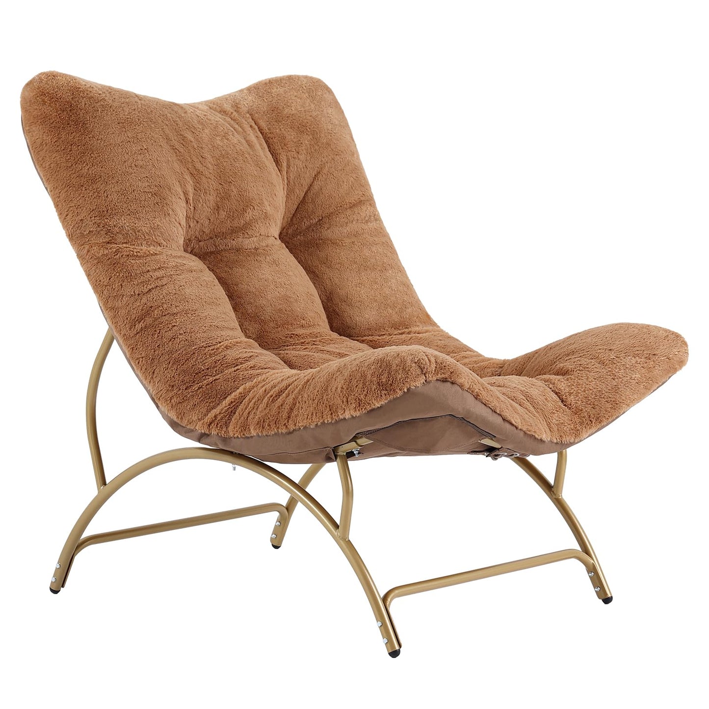 Tiita Accent Lazy Chair, Comfy Lounge Chair with Metal Frame and Plush Fabric, Spacious Seat Cozy Recliner Chair for Reading Room, Living Room, Bedroom, Office, Brown