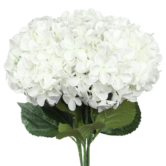 Subacy 6 PCS Artificial Hydrangea Flowers, Faux Silk Hydrangea with Long Stems, Home Wedding Decor, Table Centerpieces, Party Decorations(White)
