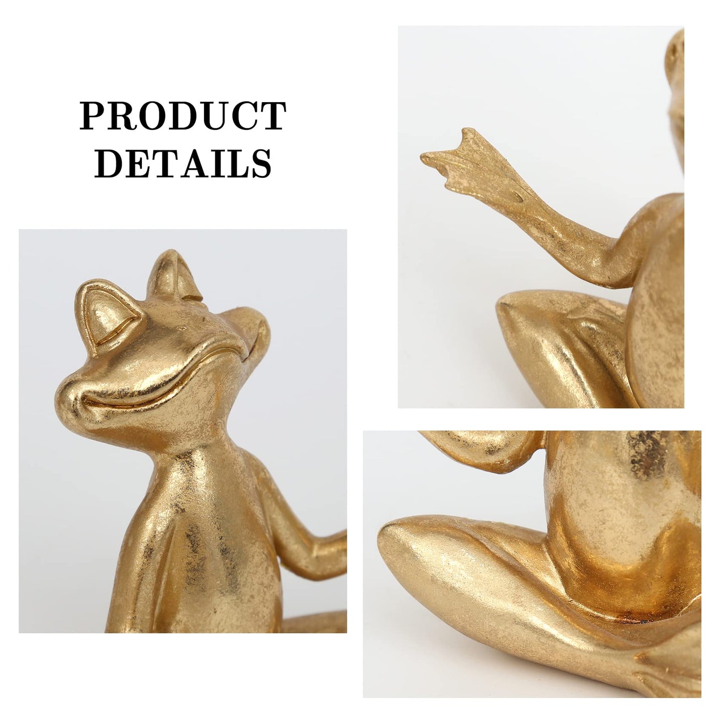 Gold Frog Figurines Yoga Decor 3.7In Set of 3 –Frog Yoga Statues for Modern Living Room Desk Table Home Office Bookshelf Shelves Sculptures Decor,Gifts for Mom Women