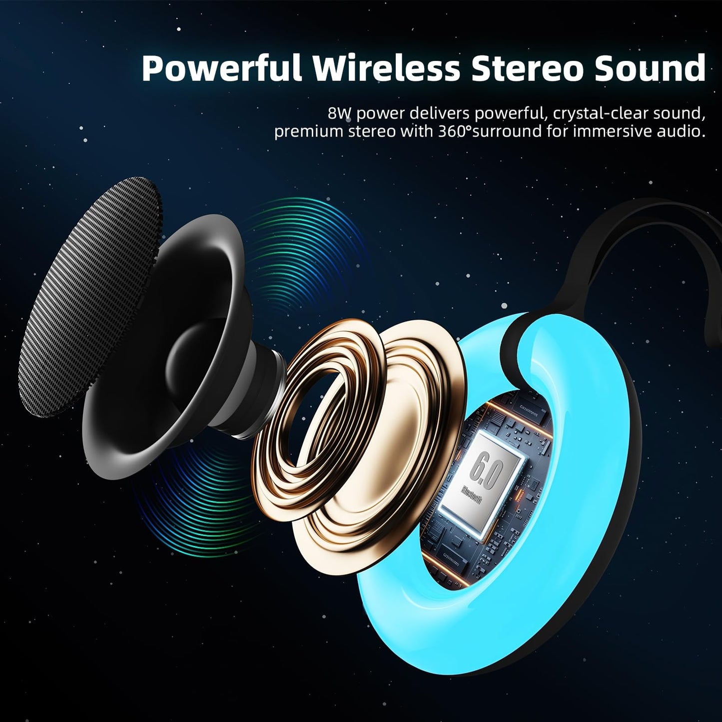 Xinborry IPX7 Waterproof Speaker with Dynamic LED Light,Bluetooth Shower Speaker,Portable Bluetooth Speakers,Floating, True Wireless Stereo for Outdoor/Pool/Beach,BT5.3/TF-Card,Ideal Gifts(Black)