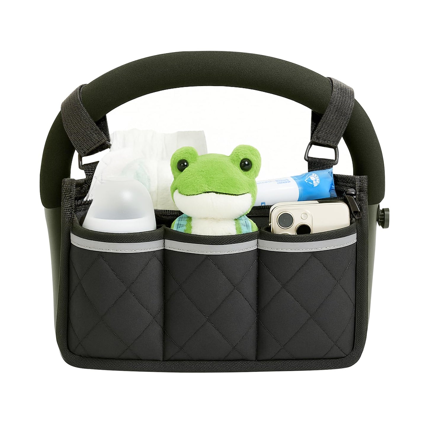 Stroller Caddy Stroller Organizer With Cup Holder, Non Slip Straps Stroller Bag for Phone, Pet Stroller Accessories,Universal Stroller Organizer, stroller caddy,Fits Single & Double Strollers