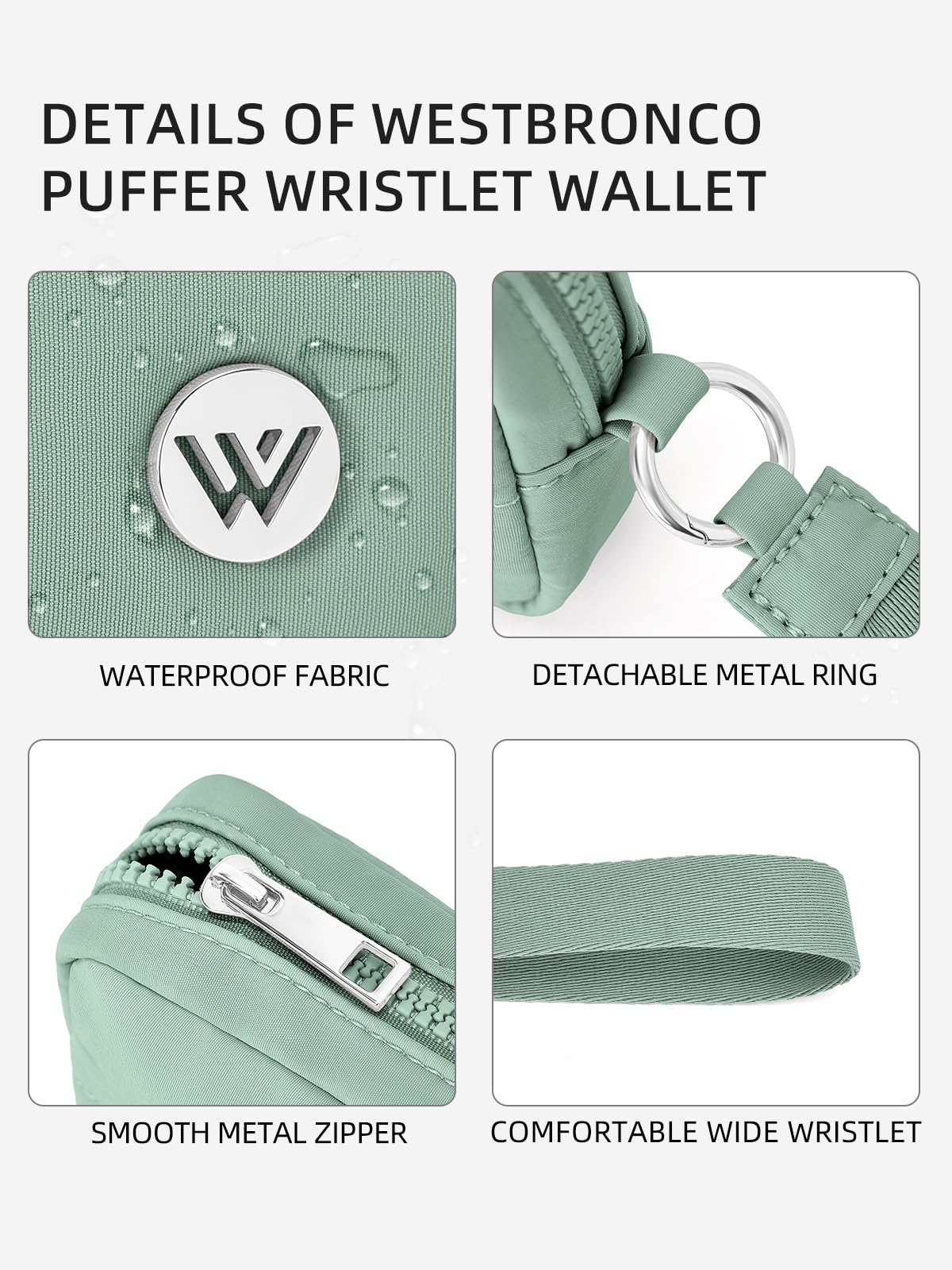 WESTBRONCO Puffer Wristlet Wallets for Women RFID Nylon Wallet with Zipper Quilted Purse for Travel Passport Credit Card Holder Phone